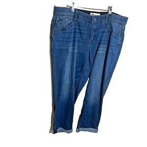 Democracy Womens 20W Blue AB‎ Technology Pull On Frayed Hem Denim Jeans Classic